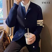 【AMIEE】輕熟四橫杠排釦針織衫(男裝/KDCQ-B83) 2XL 藏青