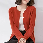 【AnZa】圓領針織襯衫上衣外套(多色)  FREE 柿紅