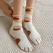 【AnZa】加厚貓爪保暖全棉襪(多色)                三花橘