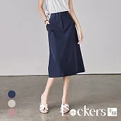 【Lockers 木櫃】秋季高腰口袋工裝風A字半身裙 L112101601 L 藏青色L