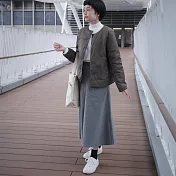 【MUJI 無印良品】女輕量羽絨抗靜電內裏無領外套 L 卡其綠