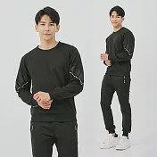 【KISSDIAMOND】舒適厚磅休閒運動套裝(上衣+褲子/KDA-7229) 3XL 黑色