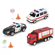 樂彩森林 聲光迴力車-7入組 巡邏大隊(警車/消防車/救護車/交通配件*4)