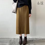 [衣途]清新甜美彈力針織半身裙FREE(KDSQ-B025) FREE 鹹菜綠