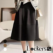 【Lockers 木櫃】秋季赫本風A字半身裙 L112103001 M 黑色M