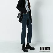 【Jilli~ko】高腰顯瘦加絨煙管九分直筒牛仔褲 M-XL J11173  XL 深藍色