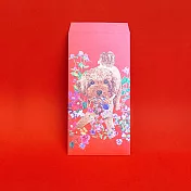 福獸納福紅包袋-花開富貴/貴賓犬3入 紅