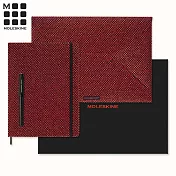 MOLESKINE 金蔥系列限量禮盒-KAWECO鋼筆+墨水+收納袋+XL型 橫線筆記本紅
