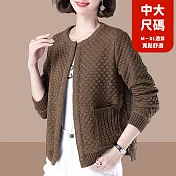 【慢。生活】麻花織紋寬鬆休閒純色開扣外套中大尺碼 6712  FREE 咖色