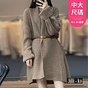 【Jilli~ko】慵懶風針織外套女中長款外搭風衣寬鬆中大尺碼 J11215  FREE 卡其