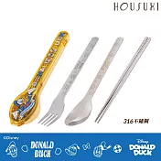 【HOUSUXI舒希】迪士尼唐老鴨系列-316不鏽鋼餐具三件組-A1