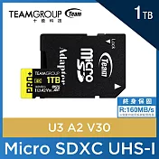 TEAM 十銓 PRO+ MicroSDXC 1TB UHS-I U3 A2 V30 記憶卡 (含轉卡+終身保固) 黑黃