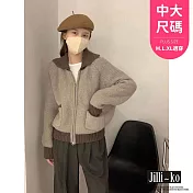 【Jilli~ko】針織拉鍊外套女慵懶風復古設計感毛衣中大尺碼 J11235 FREE 淺卡其