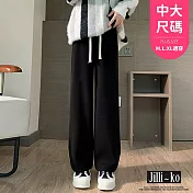 【Jilli~ko】羊絨感奶昔褲女針織軟糯垂感直筒休閒褲 J11306 FREE 黑色
