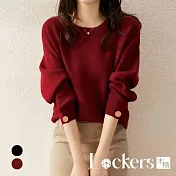 【Lockers 木櫃】高級慵懶羊毛針織衫毛衣 L112112005 M 酒紅色M