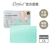 【Comfort+舒適家】深呼吸珪藻土吸水快乾地墊-格紋刻線/薄荷綠 格紋刻線-薄荷綠