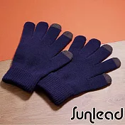 Sunlead 螢幕觸控保暖防寒輕量細針織手套 (藍黑色)