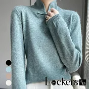 【Lockers 木櫃】冬季旗袍式半高領針織毛衣 L112112703 L 藍色L