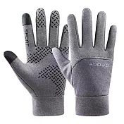 【EZlife】新款加絨防風防水保暖觸屏手套 灰色-M