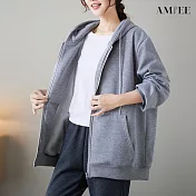 【AMIEE】經典舒適寬鬆連帽外套(7色/FREE/KDCQ-5340) F 淺灰