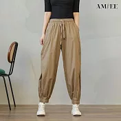 【AMIEE】甜酷鹽系休閒縮口工裝褲(2色/M-3XL/KDPQ-6118) XL 卡其