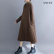 【AMIEE】不規則麻花造型連衣裙洋裝(2色/L-XL/KDDQ-0280) L 咖啡