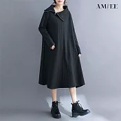 【AMIEE】不規則麻花造型連衣裙洋裝(2色/L-XL/KDDQ-0280) L 黑色