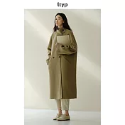 ltyp旅途原品 100%澳洲進口高支羊毛長款雙面呢大衣女冬高領外套 M L-XL L-XL 灰石墨綠