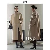 ltyp旅途原品 100%澳洲進口高支羊毛長款雙面呢大衣女冬高領外套 M L-XL L-XL 燕麥色