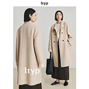ltyp旅途原品 100%澳洲進口高支羊毛微寬鬆短版雙面呢大衣女冬高領外套 M L-XL L-XL 燕麥色