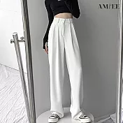 【AMIEE】立體裁剪垂墜感柔軟西裝褲(2色/M-2XL/KDPQ-D19) L 白色