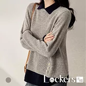 【Lockers 木櫃】冬季時尚知性假兩件針織衫 L112120401 M 灰色M