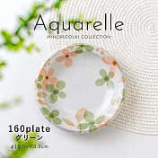 【Minoru陶器】Aquarelle清新小花 陶瓷淺盤16cm ‧ 綠