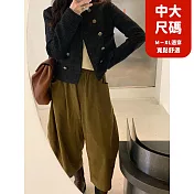 【慢。生活】斜紋棉質九分燈籠褲高腰休閒寬鬆中大尺碼 J9850  FREE 深卡