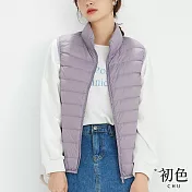 【初色】日系純色馬甲輕羽絨棉服背心外套-共11色-65411(M-2XL可選) XL 淺紫