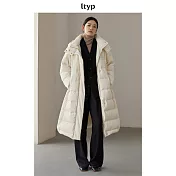 ltyp旅途原品 嵿級95白鵝絨波浪形羽絨服 冬季長款休閒黑色外套女 M L-XL L-XL 珍珠白