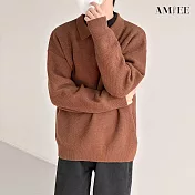【AMIEE】韓風復古V領針織衫毛衣(男裝/KDTQ-Z28) 3XL 咖啡