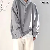 【AMIEE】慵懶風連帽保暖寬鬆針織衫毛衣(男裝/KDTQ-YM15) 3XL 灰色