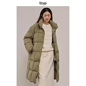 ltyp旅途原品 重磅362G 95白鵝絨羽絨服加厚大立領中長款外套女冬 M L-XL M 橄欖綠