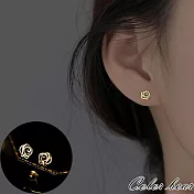 【卡樂熊】S925銀簡約迷你玫瑰造型耳環/耳針(兩色)- 金色玫瑰
