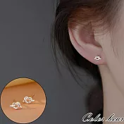 【卡樂熊】S925銀簡約迷你鏤空結造型耳環/耳針- 鏤空結