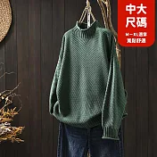 【慢。生活】文藝復古半高領毛衣女寬鬆長袖針織衫中大尺碼 302-20 FREE 綠色