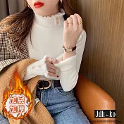 【Jilli~ko】水貂絨加厚內裏保暖內搭半高領針織衫 J11524 FREE 杏色