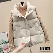 【Jilli~ko】加厚羽絨棉馬甲女保暖立領背心 L-XL J11589 XL 白色