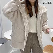 【AMIEE】雙面穿保暖羊羔毛加厚外套(2色/S-2XL/KDCQ-7833) S 杏色