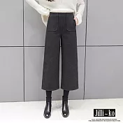 【Jilli~ko】秋冬西裝褲女直筒寬鬆闊腿九分褲 L-XL J11304  XL 深灰色