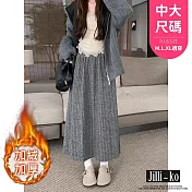 【Jilli~ko】加絨加厚高腰顯瘦中長款A字裙中大尺碼 J11587 FREE 灰色