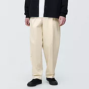 【MUJI 無印良品】男有機棉混彈性綾織打褶寬版褲79 原色
