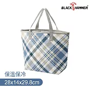 BLACK HAMMER 經典斜紋手提保溫保冰便當袋/水餃包/媽咪包 (防水錶層+鋁箔內裡/野餐露營萬用款)