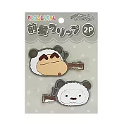 【日本正版授權】蠟筆小新 造型髮夾 2入組 髮夾/瀏海髮夾 - 灰色款